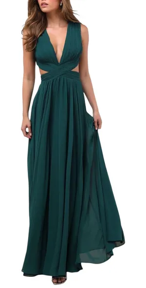 Lulus Vivid Imagination Emerald Green Cutout Maxi Dress size XL NWT thumbnail 1