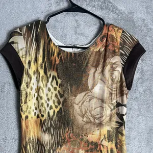 Vintage Cache Abstract Animal Print Dress Boho Glam Y2K Baddie 2000s Glam Size 4 thumbnail 5
