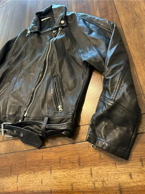 Free People Melanie Moto Jacket XS Black Faux Leather Belted Biker thumbnail 4
