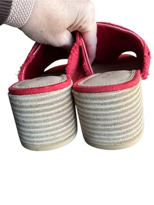 Kelsi Dagger Brooklyn - Seigel Heeled Sandals Red Frayed Block Heel Size 6.5 thumbnail 6