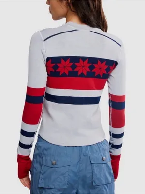 NWOT Free People Movement Myoko Jacquard Thermal Layer Top $98 XS/S thumbnail 2