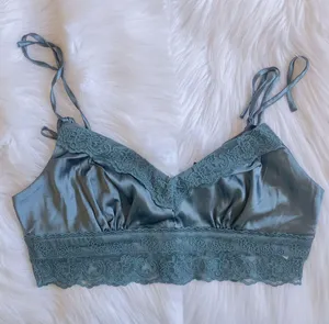Teal blue satin lace cami bralette, brand new with tag thumbnail 1