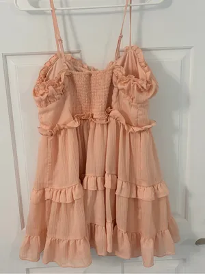 wild fable Peach Ruffle Tiered Spaghetti-Strap Dress thumbnail 4