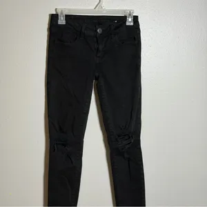 American‎ Eagle Women Denim Black Distressed Jegging Jeans Next Level Stretch 4 thumbnail 2