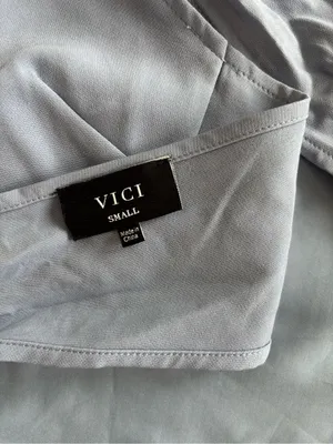 Vici Pale Blue Halter Bandana Crop Top with Braided Ties thumbnail 5