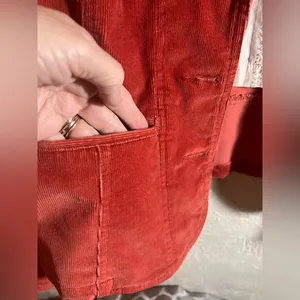 St. John's Bay Stretch Corduroy Jacket Burnt Orange button pockets gorpcore LG thumbnail 4
