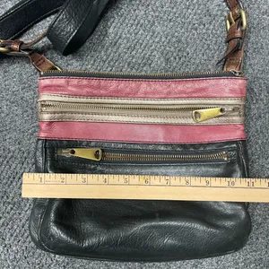 Fossil Explorer Two-Tone Leather Crossbody Bag Red Black Vintage Y2K Soft thumbnail 8