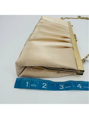 NWT Vintage Gunne Sax Champagne Satin Gold Evening Bag Formal Clutch thumbnail 4