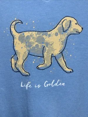 Life Is Good Blue L/S Tee Shirt V Neck With Life Is Golden On Front Size Small thumbnail 3