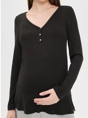 🌟 Hatch 🌟 The Softest Rib Nursing Maternity Henley Black Sz 0 Xs thumbnail 1