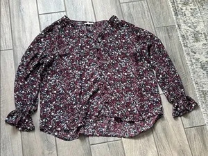 Maurices Burgundy Floral Blouse thumbnail 1
