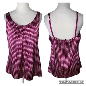 New York & Co Vibrant Purple Print Satin Adjustable Strap Tank Top S thumbnail 9