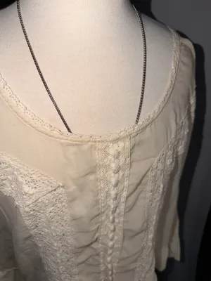 Free People 100% Cotton Cream Lace-Trim Bohemian Tunic thumbnail 4