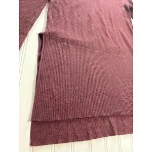 Free‎ People Andy Midnight Tunic Sweater Burgundy Crisscross V-Neck Ribbed Large thumbnail 3