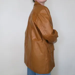 Vintage 70s Raffaelo Brown Leather Coat thumbnail 3