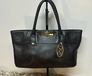 ONNA EHRLICH Black Leather MADISON Tote Satchel Handbag Purse thumbnail 1