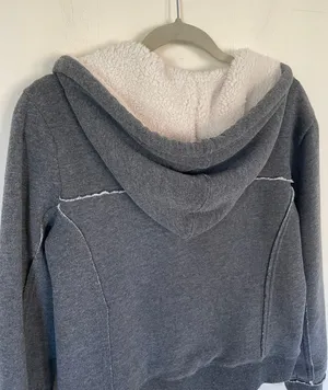 Roxy grey hooded zip up Peacoat style jacket Sherpa lined Women’s size medium thumbnail 7
