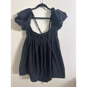 Free People Endless Summer Marina Tie Back Cotton Babydoll Dress Black Size XS thumbnail 6