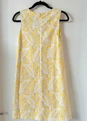 Loft Yellow Crochet Lace Sheath Sleeveless Summer Dress Size 2 NWOT thumbnail 7