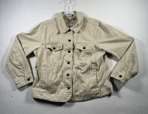 L.L.Bean Women’s Petite XL Jacket Khaki Brown Canvas Utility Field Coat thumbnail 1