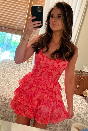 Olivaceous Vibrant Pink Floral Dress thumbnail 1