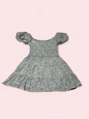 Altar'd State Light Blue Floral Puff-Sleeve Mini Dress thumbnail 2
