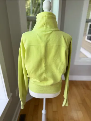 Old Navy Neon Highlighter Yellow Funnel Neck Half Zip Sweatshirt Sz Medium thumbnail 4
