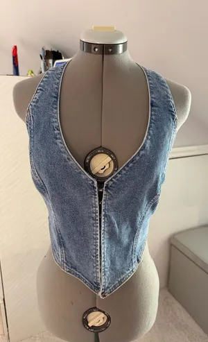 PacSun Light Blue Denim Corset Vest thumbnail 1