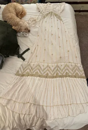 Gold & white flowy dress thumbnail 1