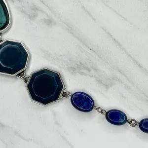Chicos Blue Beaded Silver Tone Long Necklace 43" ✨ thumbnail 7