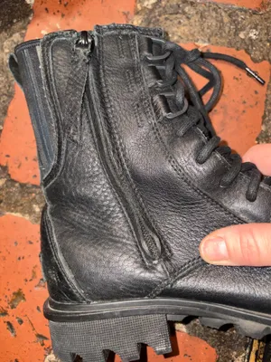 SOREL Phoenix Lace Leather Black Biker Waterproof Combat Boots Women's Sz 6.5 thumbnail 4