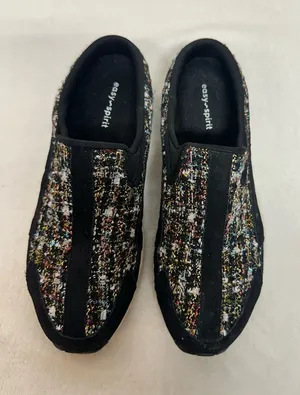 Easy Spirit Black Slip-On Loafers with Multicolor Tweed thumbnail 1