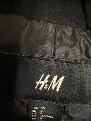H&M Black Double-Breasted Wool-Blend Pea Coat thumbnail 2