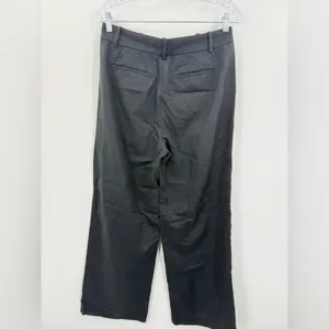 Madewell Women's Linen Blend Black Pleated Trouser Pant Slouchy Straight Size 2‎ thumbnail 3