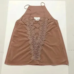 DO+BE Blush Velvet Lace‎ Up Back Halter Tank Top Y14120 Small NEW thumbnail 3