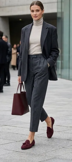Journey West, Women's Tassel Loafers in Deep Wine Suede. thumbnail 1