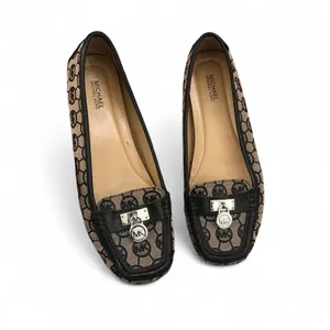 Michael Kors MK Hamilton Monogram Logo Loafers Preppy Ballet flats Square toe Padlock Designer Brown Black Shoes-7.5M thumbnail 2