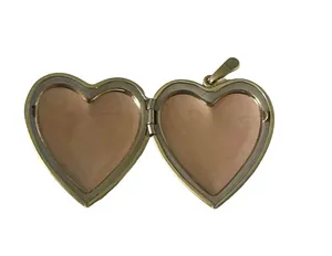 Vintage floral painted heart locket pendant thumbnail 2