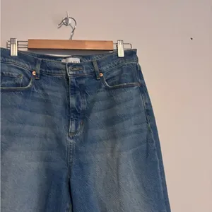 Ann Taylor LOFT Blue Denim High Rise Straight Jeans in Vintage Mid Indigo Wash thumbnail 8