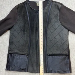 Vtg 90s Mixed Media Jacket Womens L Brown Suede Leather Escapade Boho City Girl thumbnail 7