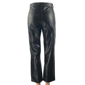 Abercrombie & Fitch Womens Black Faux Leather Vegan Flare Trousers Pants Size XS thumbnail 3