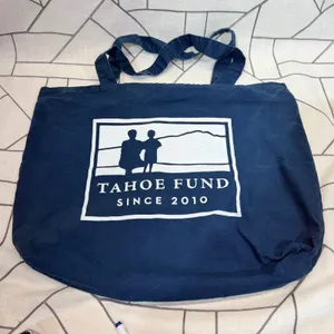 Tahoe Fund Tote‎ Bag Large Blue Canvas Lake Tahoe The Inn at Boatworks Zippered thumbnail 1