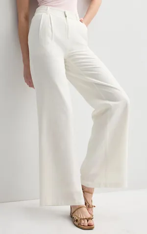 SO Cream Wide Leg Linen Pants White thumbnail 1