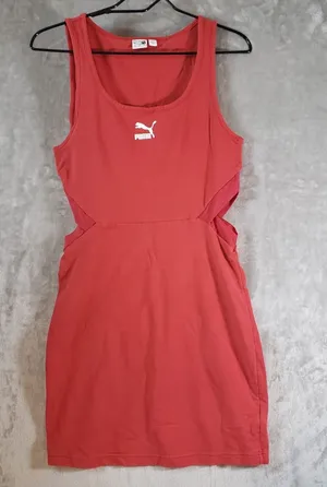 PUMA Red Scoop Neck Sleeveless Cut Out Stretch Knit Bodycon Mini Dress M thumbnail 1