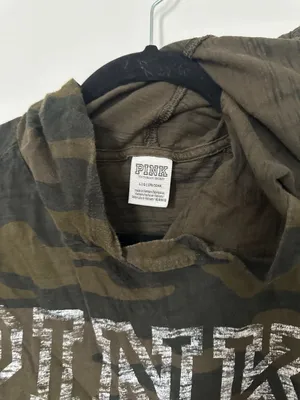 Victoria's Secret PINK Green Camo Lightweight Crop Hoodie Large thumbnail 2