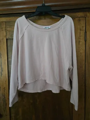 O Double Zero Dusty Blush Long-Sleeve Cropped Sweatshirt Large thumbnail 1