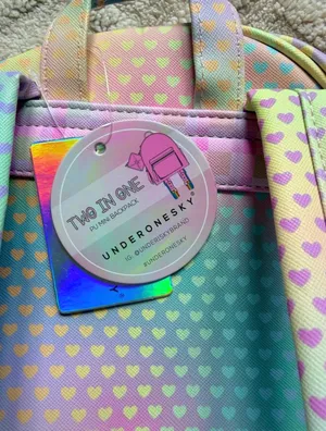 Under One Sky Girls Mini Backpack & Coin Purse - Pastel Rainbow Colors W/ Hearts thumbnail 6