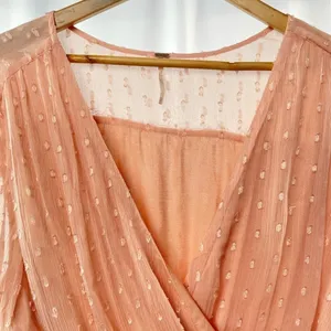 Free‎ People Long Sleeve Daliah Mini Dress in Peach Size Extra Small thumbnail 8