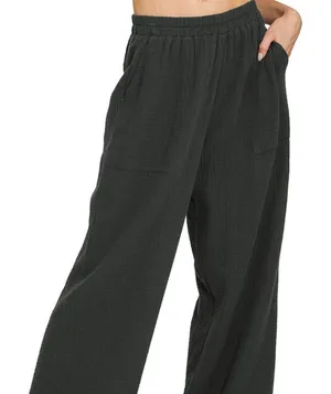 Zenana Double Gauze Elastic Band Pants‎ thumbnail 1