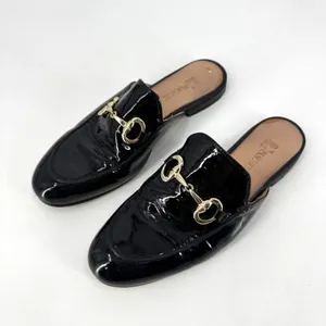Pascucci Black Patent leather horse bit‎ mules loafers Italy size 37.5 Slides thumbnail 2